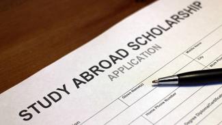 A zoomed in image of a study abroad scholarship application