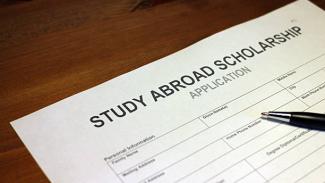 Scholarship application form with the words "study abroad scholarship application"