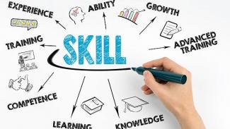 A mindmap graphic that points to different aspects of skills development 