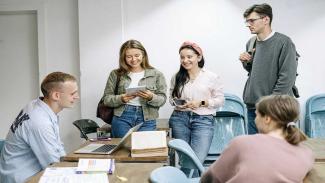 Group of students studying gogether