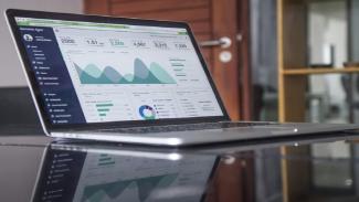 Laptop with business statistics