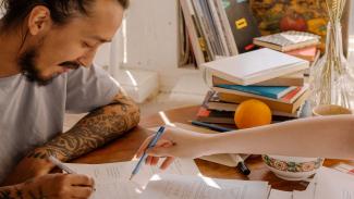 Student studying at his desk
